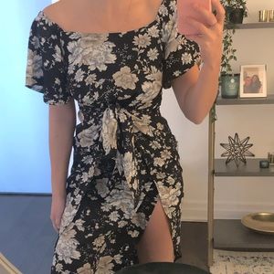 Black floral off the shoulder dress